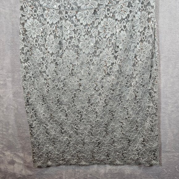 R&M Richards Womens 12 Sequin Lace Jacket Dress Set Sequins Silver Gray formal - Picture 5 of 16